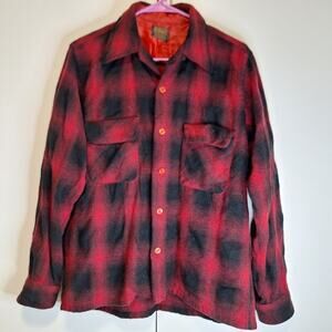 Vintage St Moritz Reprocessed Wool Long Sleeve Buffalo Plaid Sz Medium 15-15.5